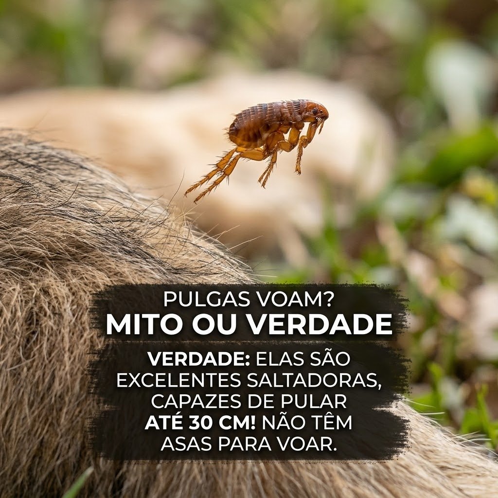 Macrofotografia de pulga saltando no ar explicando que pulgas não voam