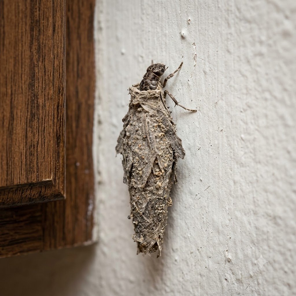 Traça é inseto em Barra Bonita - Foto macro de larva de traça em casulo de seda